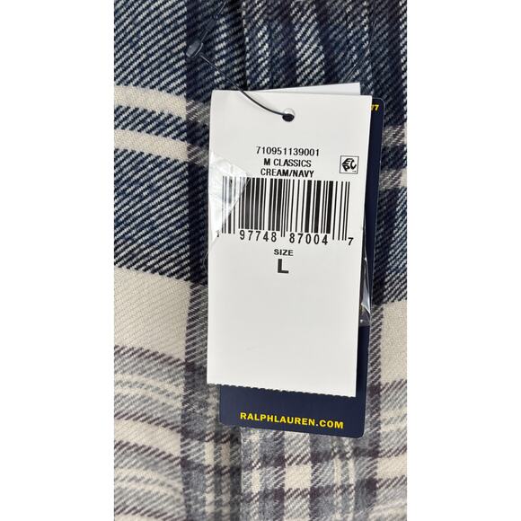 Polo Ralph Lauren Plaid Flannel Button Down Shirt Mens Size Large New Blue - Picture 6 of 9